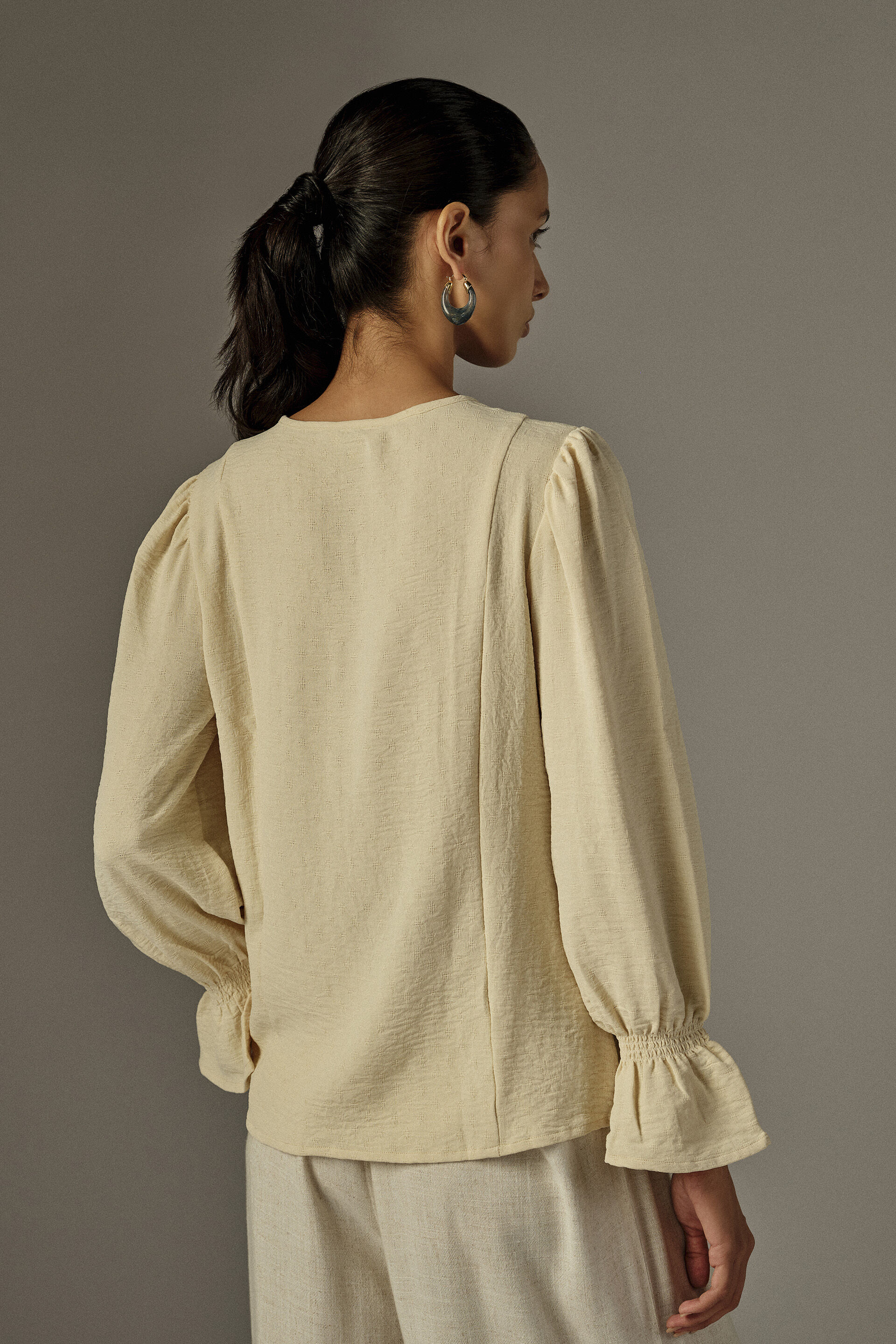 Solid Bishop Sleeves Top in Ivory, Ivory, image 5